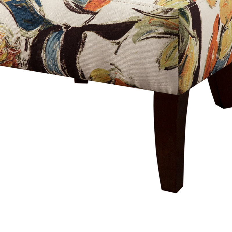 Chaise de véranda polyvalente avec pieds en bois massif revêtus de tissu imprimé et coussin en mousse