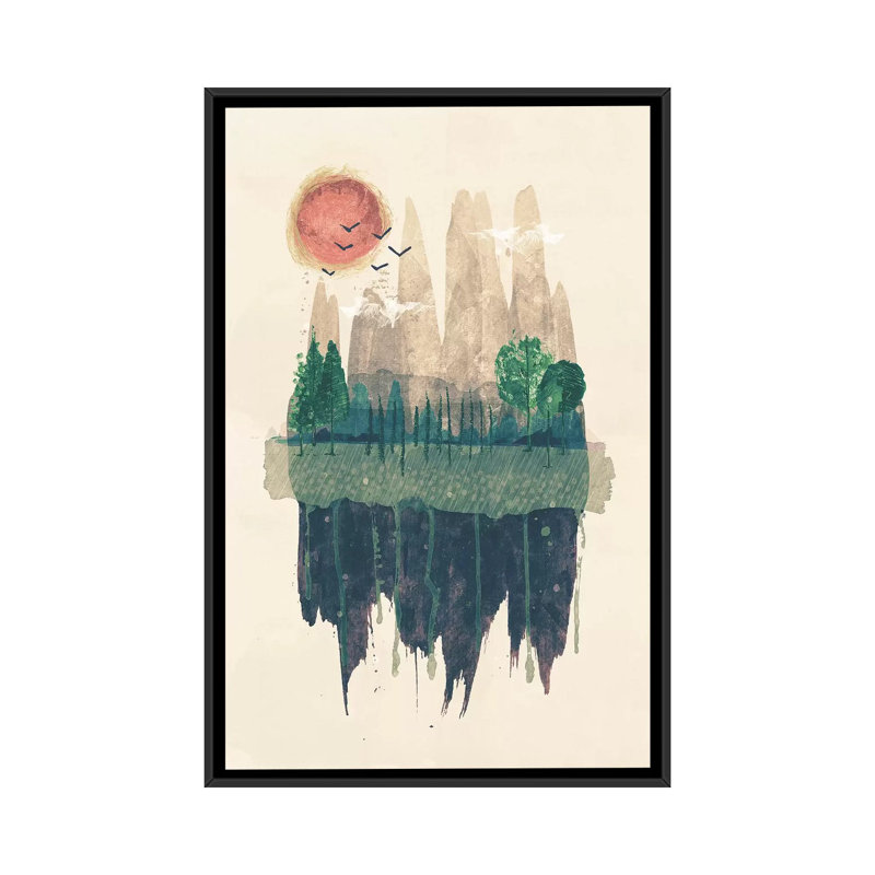 «Hinterland», reproduction d'art sur toile tendue, H 26 po x l 18 po x P 1,5 po, Toile avec cadre noir, Pas de tapis