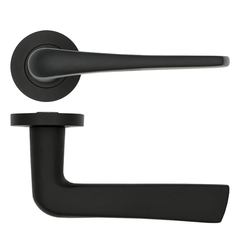 Como Lock Door Handle, Powder Coated Black