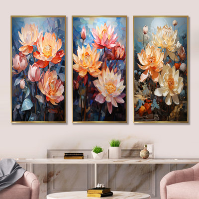 Lotus Cubist Harmony - lot de 3 décorations murales Lotus