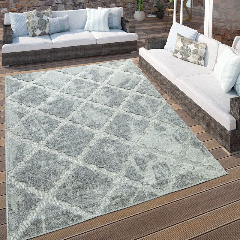 Tapis intérieur / extérieur gris clair en polypropylène tissé à la machine Rectangle Chiquet