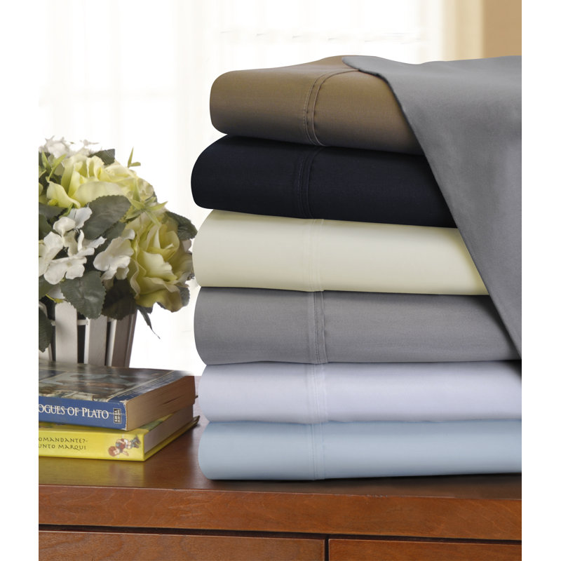 Superior 1200 Thread Count Wrinkle Resistant Cotton Blend Pillowcases, Standard, Navy Blue