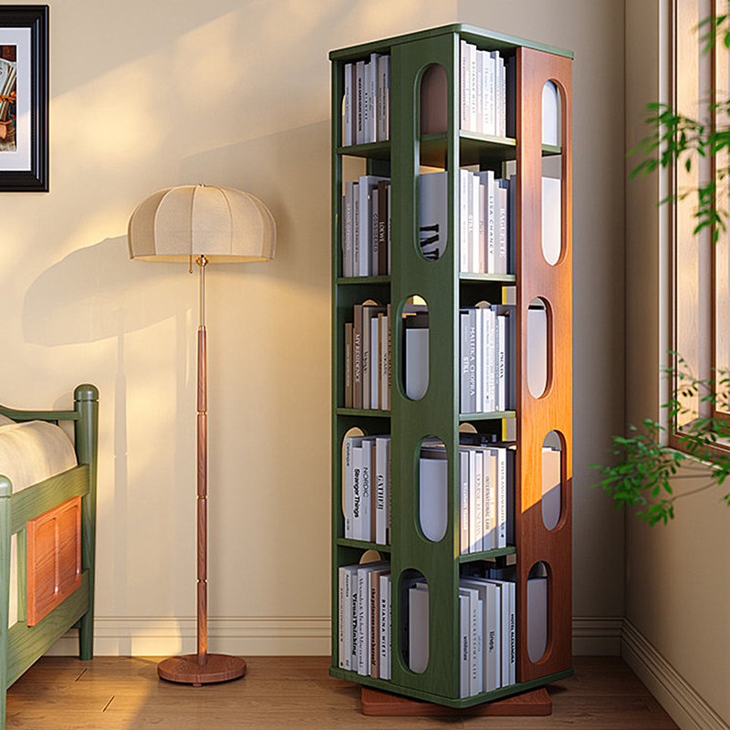 17.32"Green Solid Wood Rotating Bookshelf