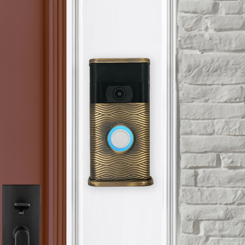 Waves Video Doorbell Cover (Ring 2nd Gen Compatible), Antique Brass