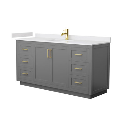 Meuble-lavabo simple autoportant de 66 po avec plateau en marbre Miranda