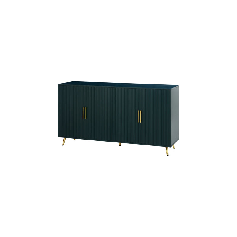 Console télé bleu marine avec tablettes réglables et support de rangement