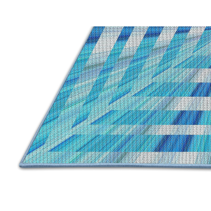 Tapis de zone bleue à motifs, Rectangle 7 pi x 9 pi