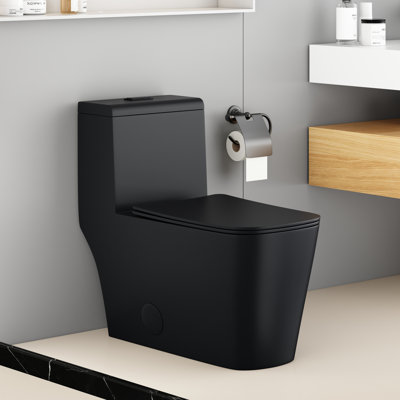 KDK HOME Torando Toilet One Piece Modern Black Toilet Dual Flush Siphon Jet