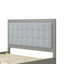 Grand lit, plateforme en bois massif, tête de lit tapissier carrée, thème Mid-Century moderne, ton gris, taille d'assemblage facile, cadre de plateforme, design, finition, système de lattes silencieuses