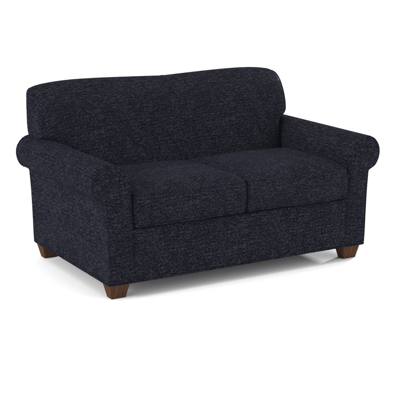 Finn 59" Rolled Arm Sofa Bed Loveseat with Reversible Cushions, Montana Walnut, Elliot Caribou