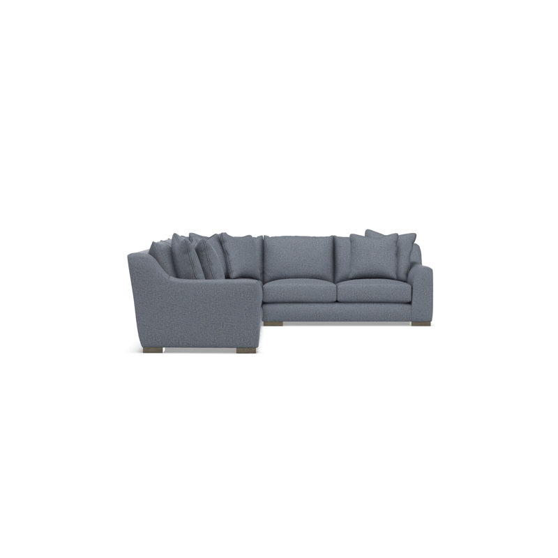 Gabi 5-Piece Fabric Sectional, Teal Polyester, 35" H x  140" W x 110" D, Right Hand Facing