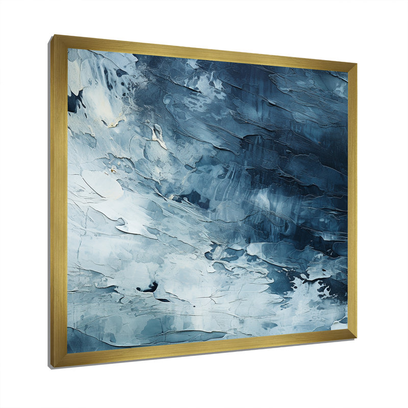 «White Fight», élément abstrait blanc et bleu - formes abstraites_106528, H 16 po x l 16 po x P 1 po