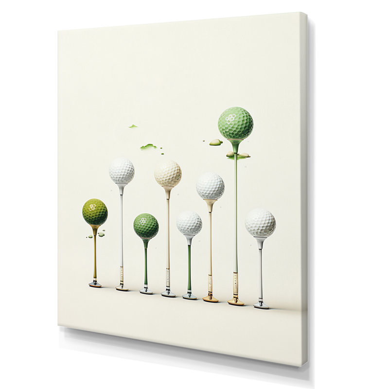 Caidy Minimalisme Golf Tees V - art mural golf, H 32 po x l 16 po x P 1 po, Toile tendue