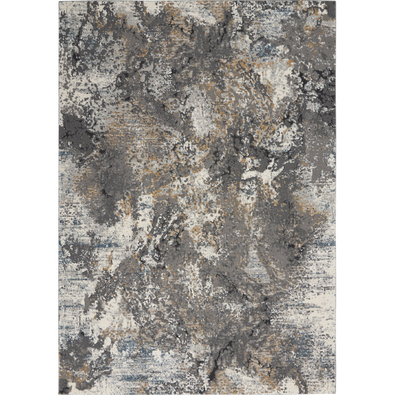 Tapis contemporain gris contemporain, Rectangle 4 pi x 6 pi