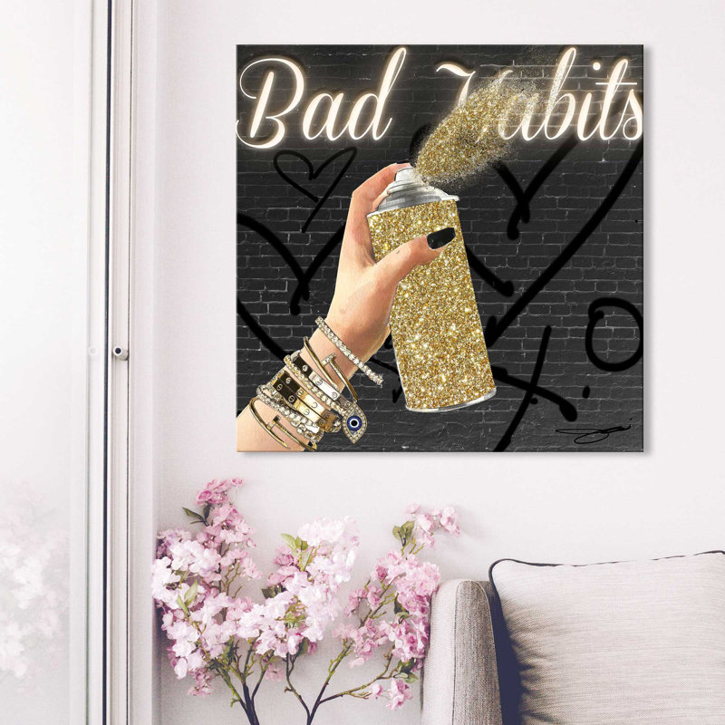 Bad Habits (Square) par By Jodi - impression, H 18" x l 18" x P 1", Toile tendue