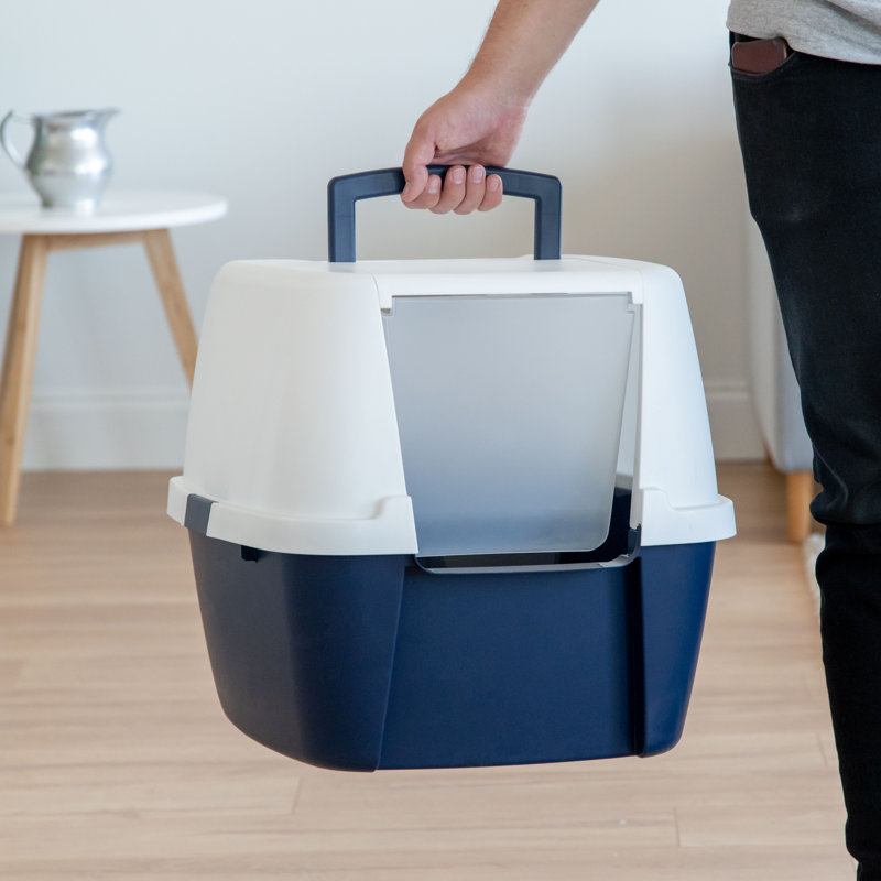 Enceinte de litière en plastique IRIS, Bleu marine
