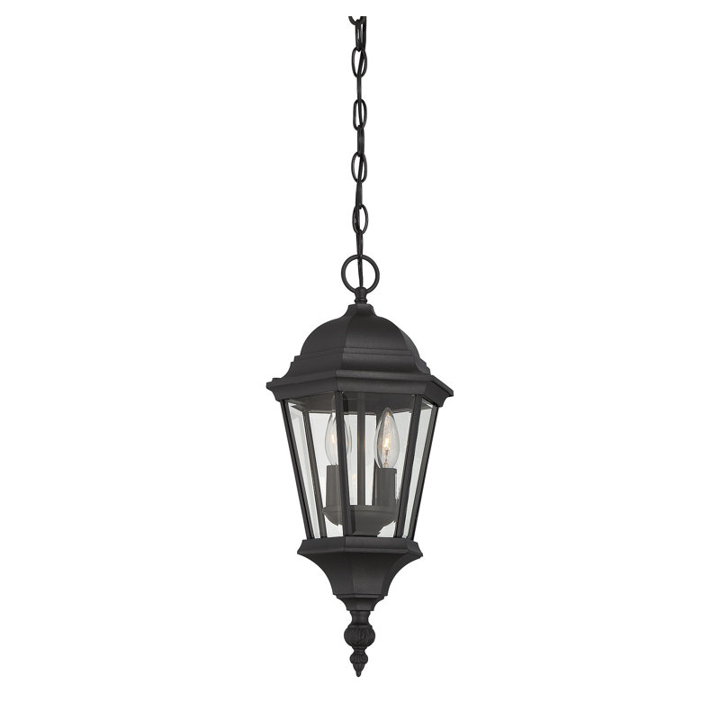 Lanterne suspendue d’extérieur 2 lumières Syliva, Noir texturé