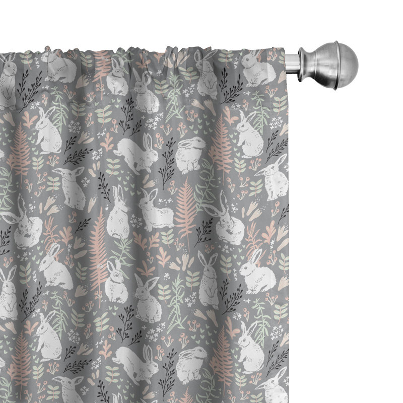 Bunny Semi-Sheer Rod Pocket Curtain Panels, 28" x 63"