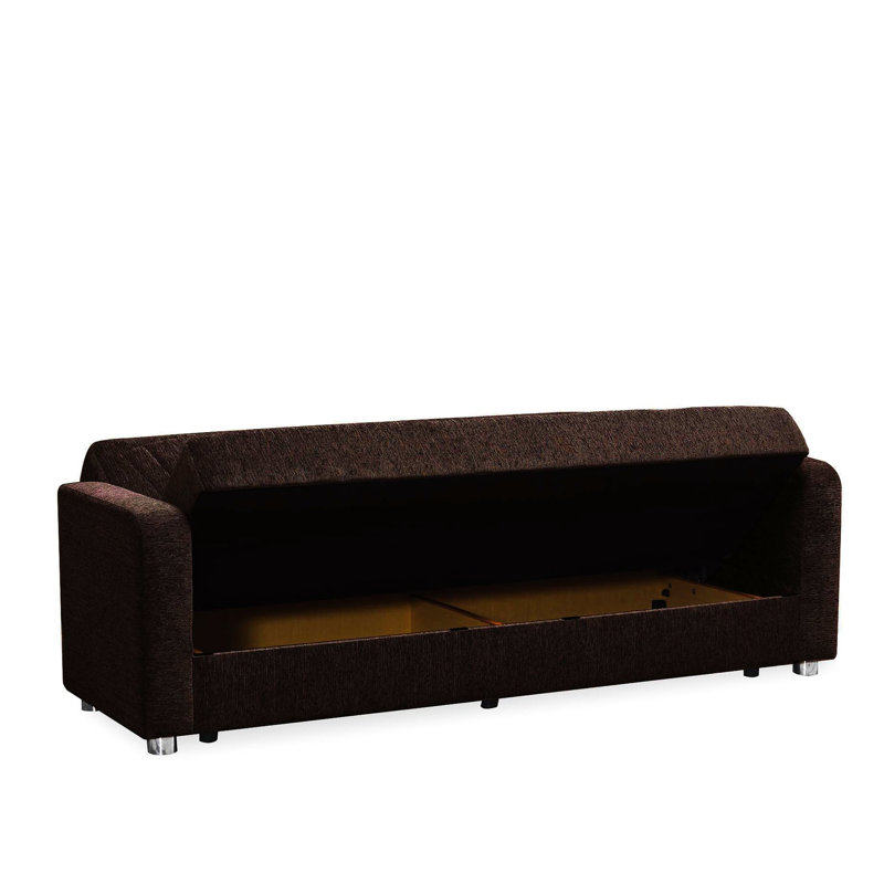 Canapé-lit rembourré avec rangement brun foncé de la collection Collection pour un rangement confortable et polyvalent
