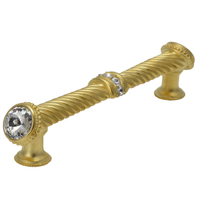 Caché large pull with end & center 7 rivoli Swarovski Clear Crystals