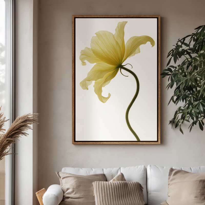 Art mural encadré, impressions florales jaunes pour chambre à coucher - 16 po x 24 po, 24" H x 16" W, Naturel