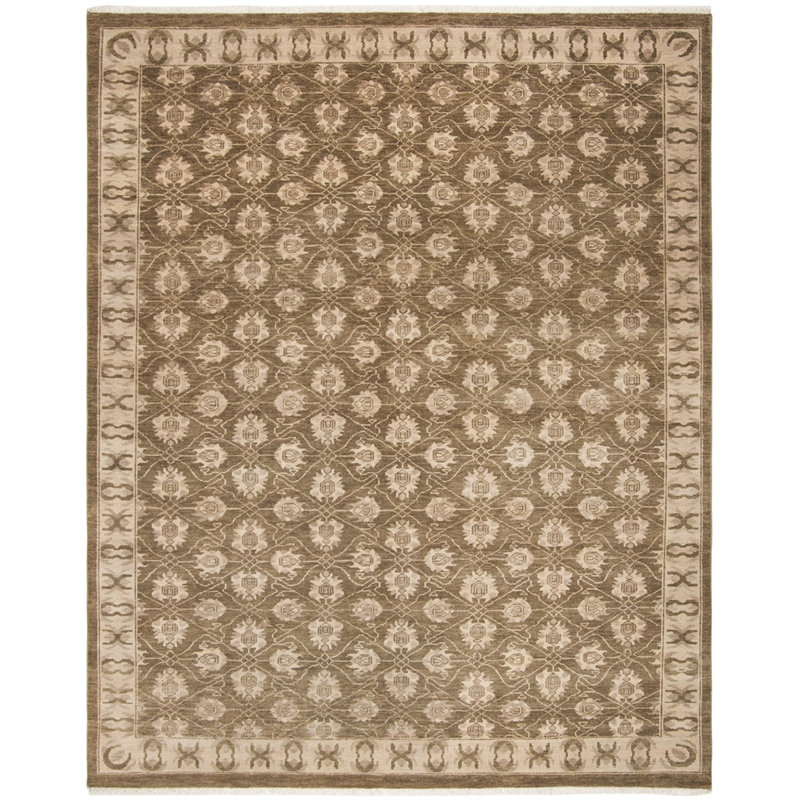 Oushak Oriental Hand-Knotted Wool Brown Area Rug, Rectangle 8' x 10'