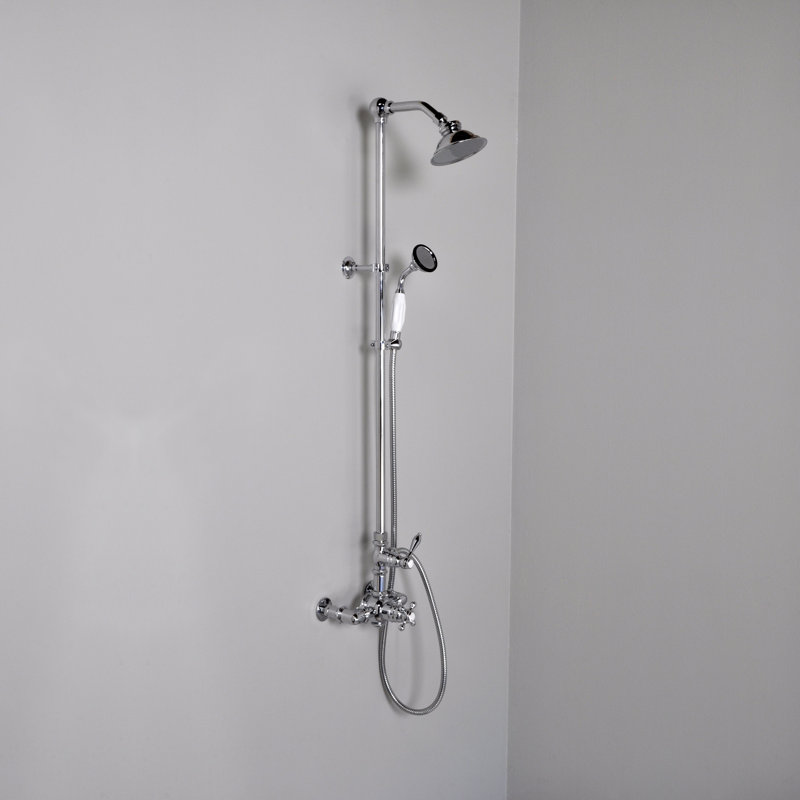 Système de douche thermostatique exposé 48 po mural avec douche à main 1,75 gallons par minute et poignées levier / croix