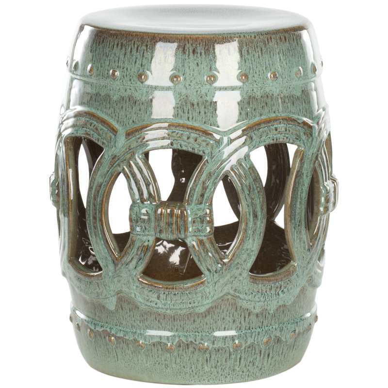 Tabouret de jardin en céramique Bartlesville, Bleu antique