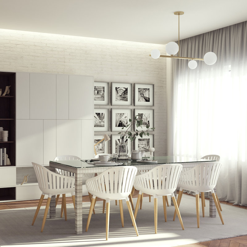 Urcino 8 - Person Glass Top Four Leg Dining Set