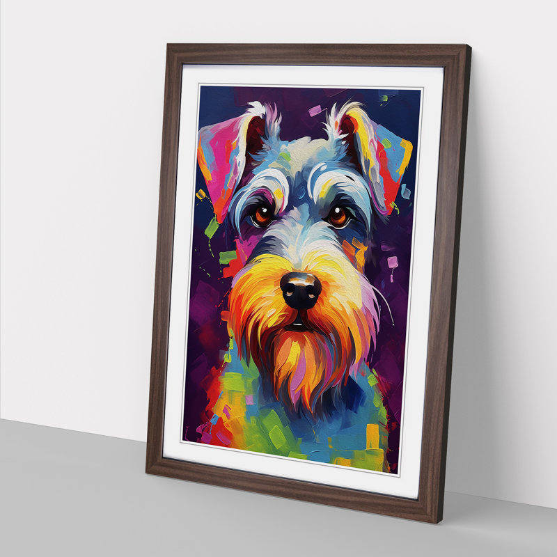 Schnauzer Abstract Art - Framed Print, Walnut Framed, 46cm H x 34cm W