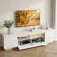 Meuble télé à DEL, grand meuble de divertissement pour meuble télé avec tablettes de rangement, console de télévision robuste pour le salon, la chambre à coucher-1537317244