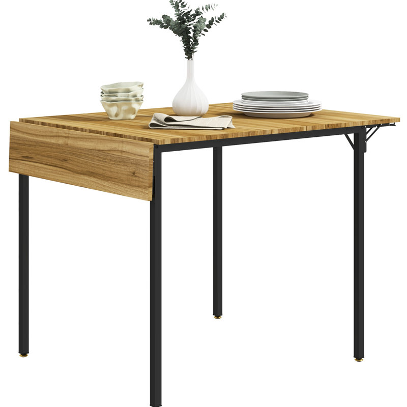 Space Saving Table, Walnut Drop Leaf Folding For Small Spaces Kitchen Table , 2 - 4 Usage