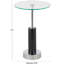 Cole And Grey Marble Round Side End Accent Table With Silver Metal Rod And Base