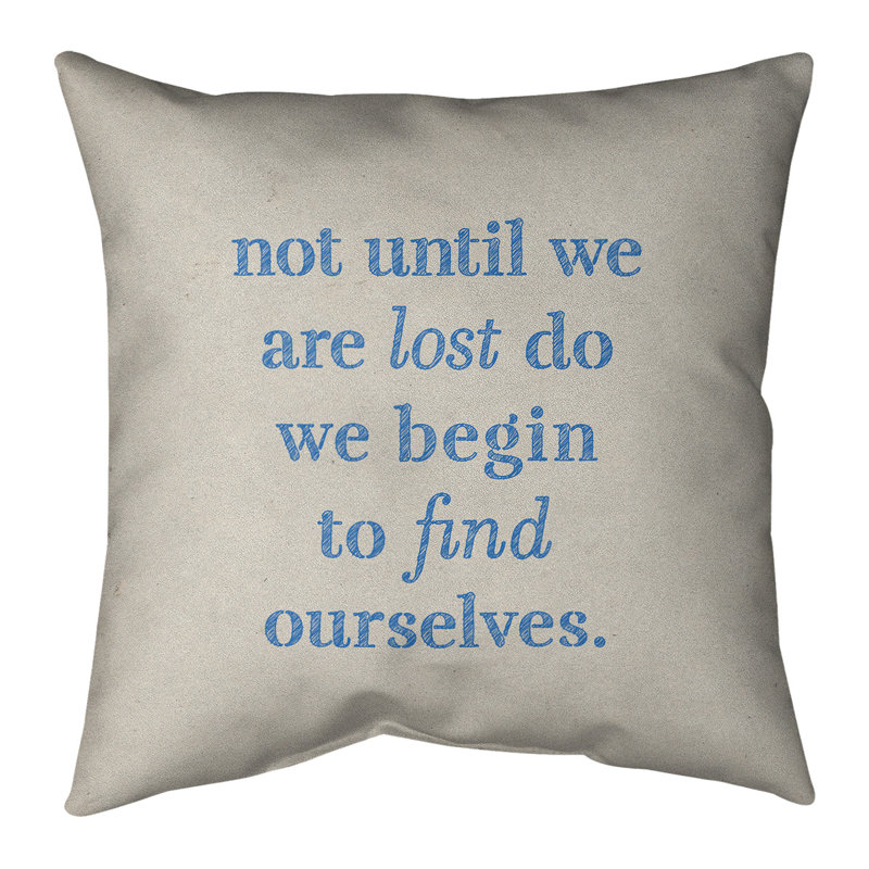 Coussin de citation à l’écriture pour la recherche, 20 po x 20 po, Blanc / Bleu