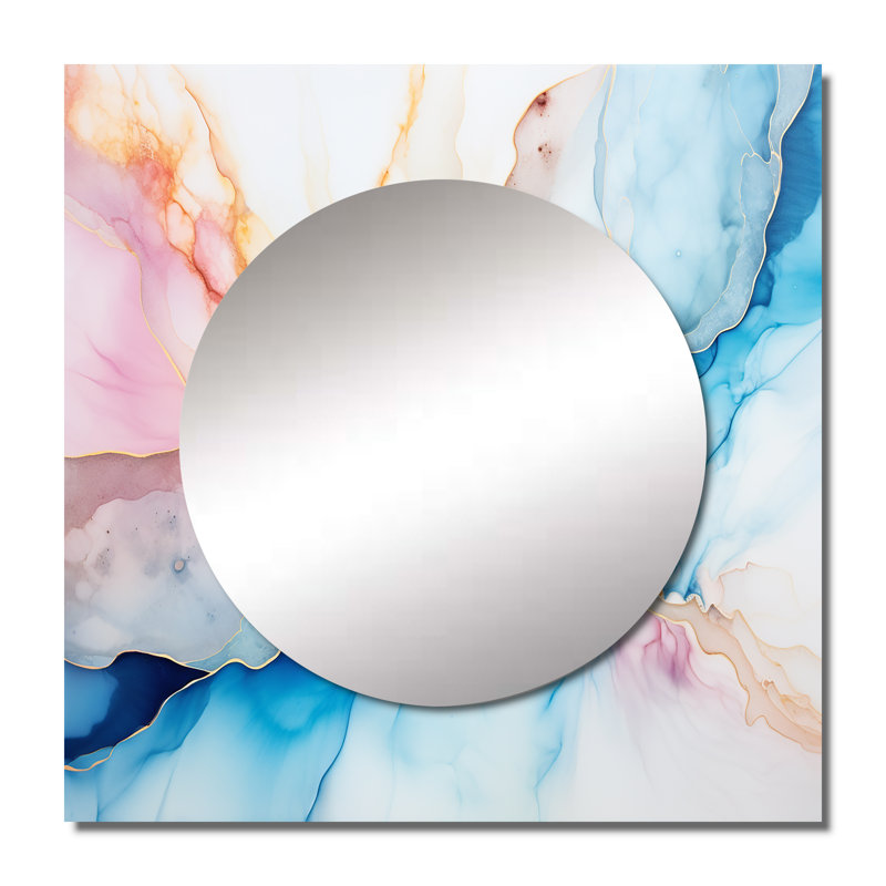 Lovorka - Miroir carré décoratif à formes abstraites pour chambre à coucher, 36 po x 36 po