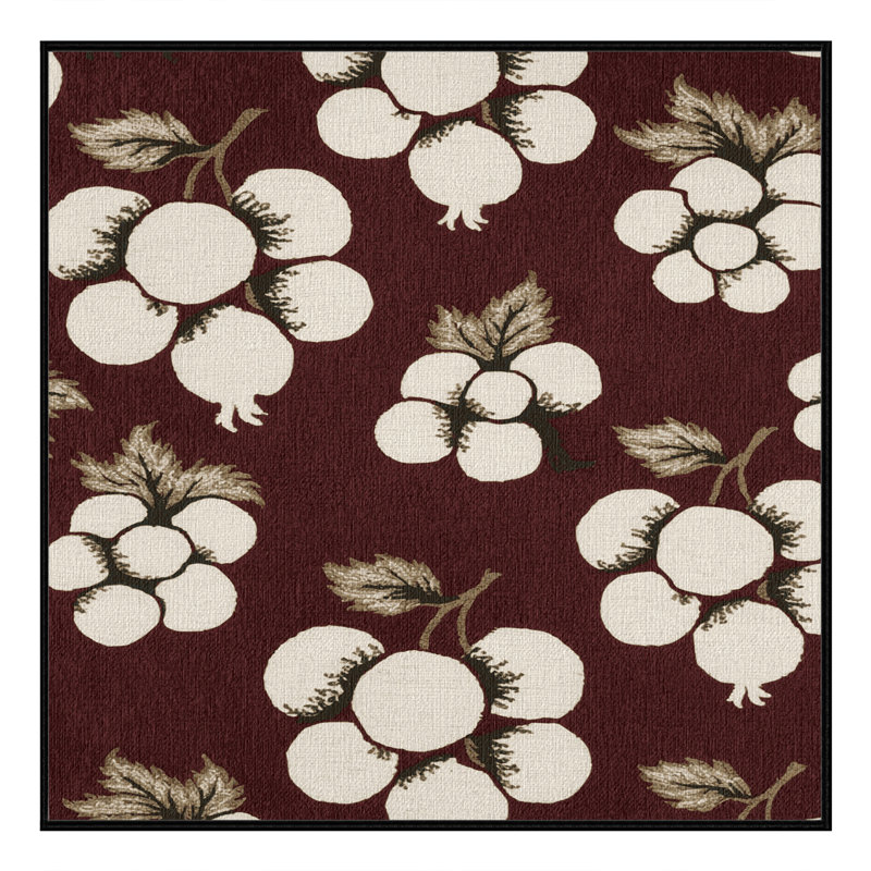 Washable Currant White Fruits Area Rug, Square 4'
