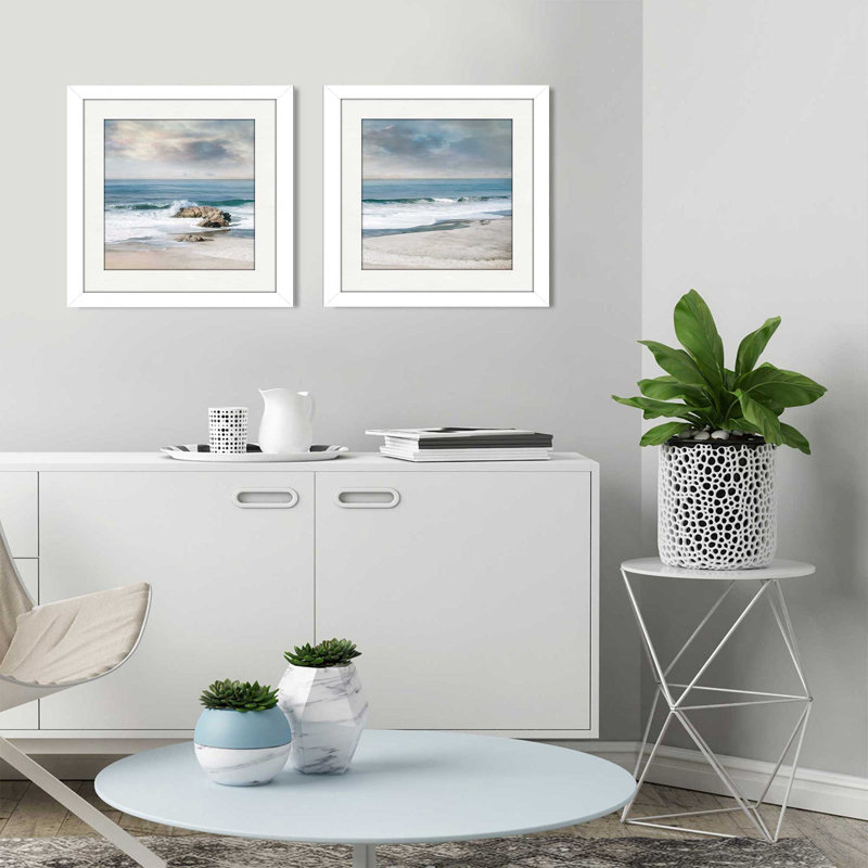 « a forever », ensemble de 2 reproductions de peintures à l’acrylique encadrées, Blanc mat, H 16,5 po x l 33 po x P 1 po