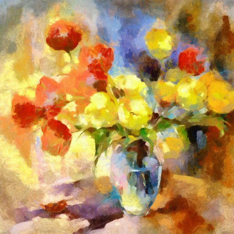 Abdouallah " Poppy Bouquet 422 ", 36" H x 36" W x 1.5" D