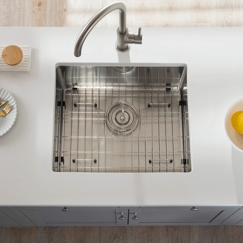 Évier de cuisine encastré à la main à cuve simple de calibre 16 en acier inoxydable 21 pouces - K1-S21