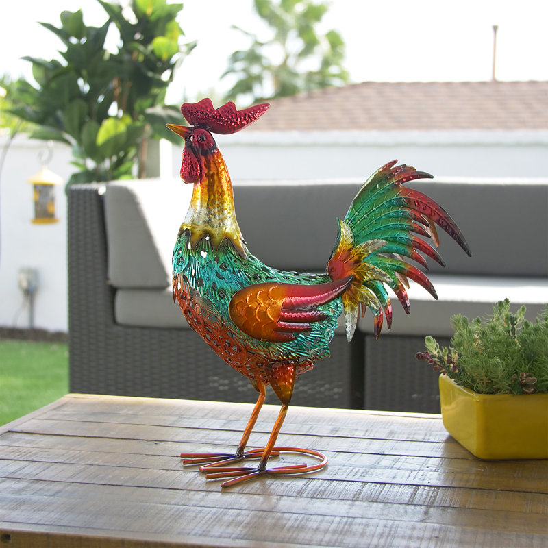 Animals Weather Resistant Metal Garden Statue, Red