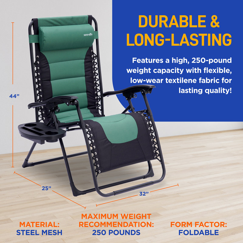 Kaylauni Folding Recliner Chair, Green/Black
