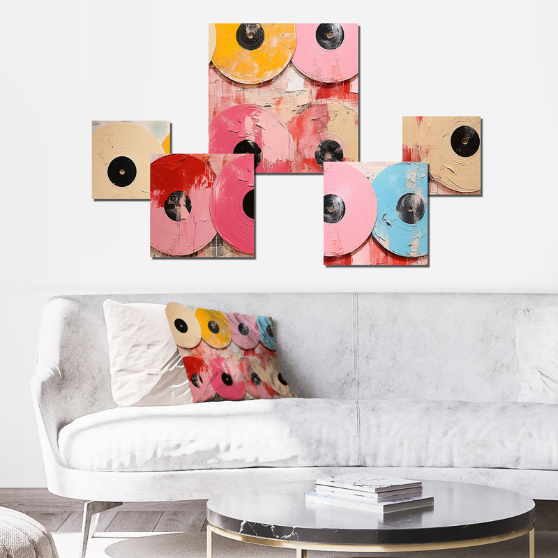 Ensemble de 5 pochettes roses en vinyle