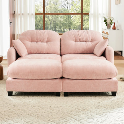 Elegant Pink Sectional With High - Quality Chenille, Cushion, And Quick Installation Modular Density Foam, Multiple Combination Forms