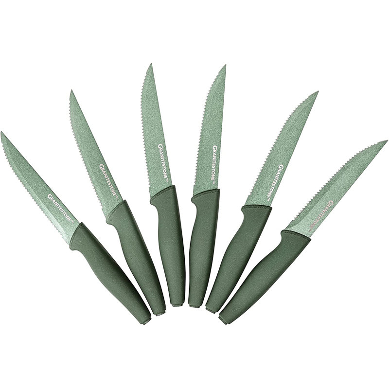 6 couteaux à steak en acier inoxydable 6 pièces, Vert