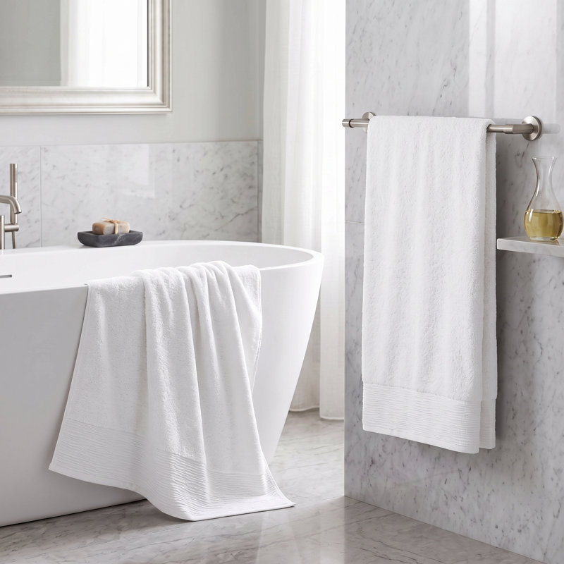Ensemble de serviettes en rayonne de bambou et en coton mélangé hypoallergénique, Blanc, Serviettes de bain - paquet de 3