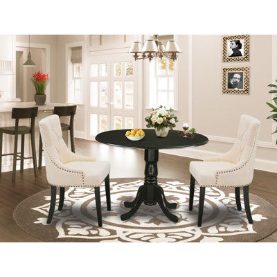 Mckey Drop Leaf Rubberwood Solid Wood Dining Set