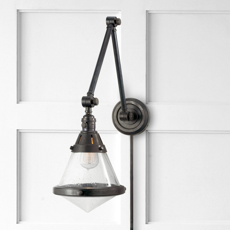 Thomas O'Brien Gale Library Wall Light, Seeded Glass, Bronze