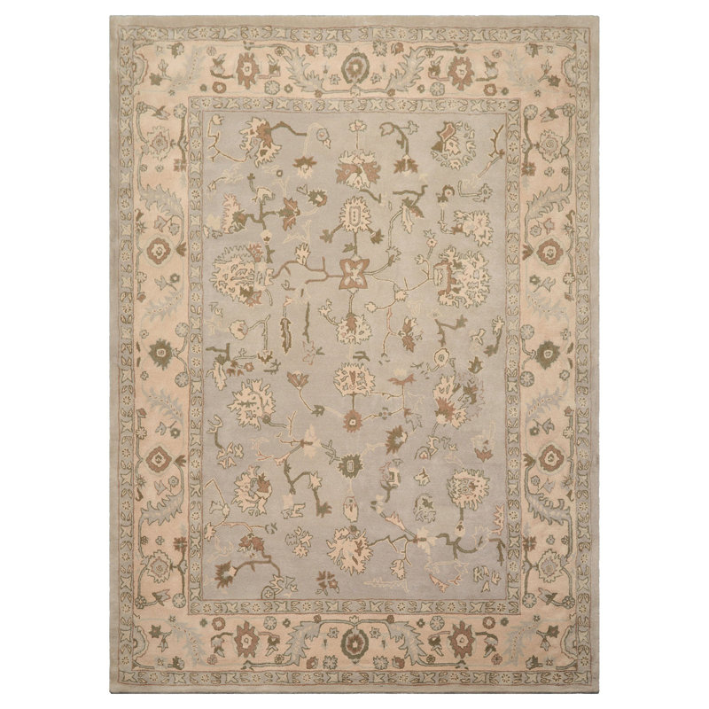 Multi Size Gray Hand Tufted Traditional Wool Oriental Area Rug, Rectangle 10' x 14'