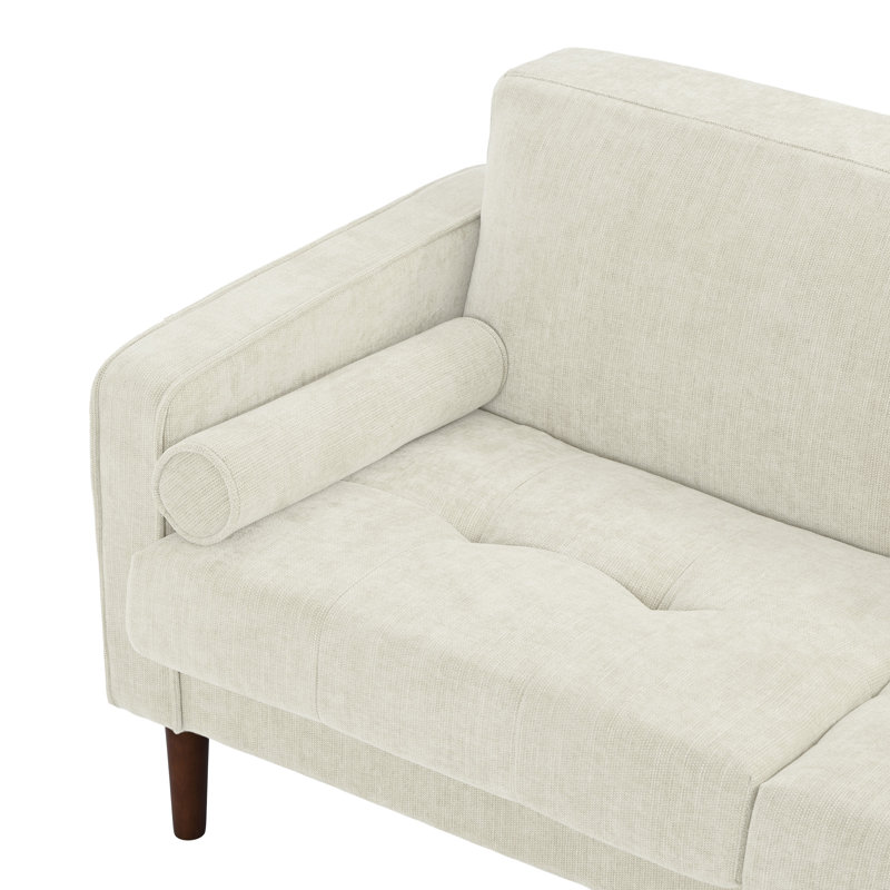 Causeuse à accoudoirs carrés 62,7 po Carmelinda, Chenille beige