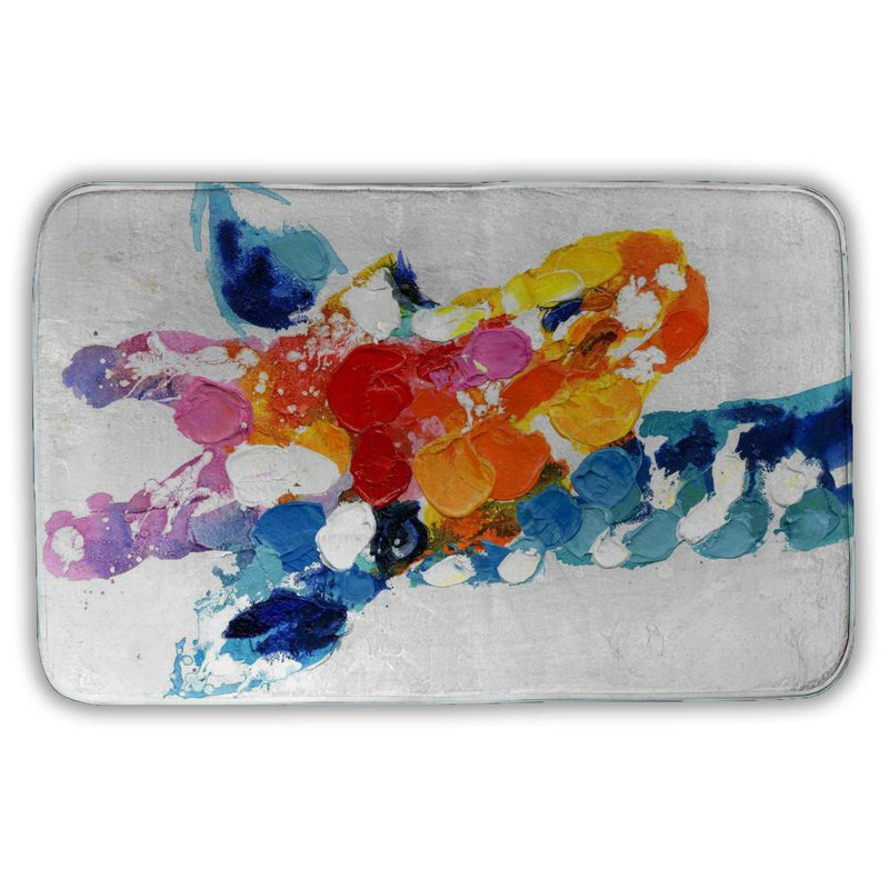 Color spotted abstract giraffe Bath Mat with Non-Slip Backing - Quick Dry Memory Foam Bathroom Rug - Absorbent - Modern Plush Spa-Style - Machine Washable